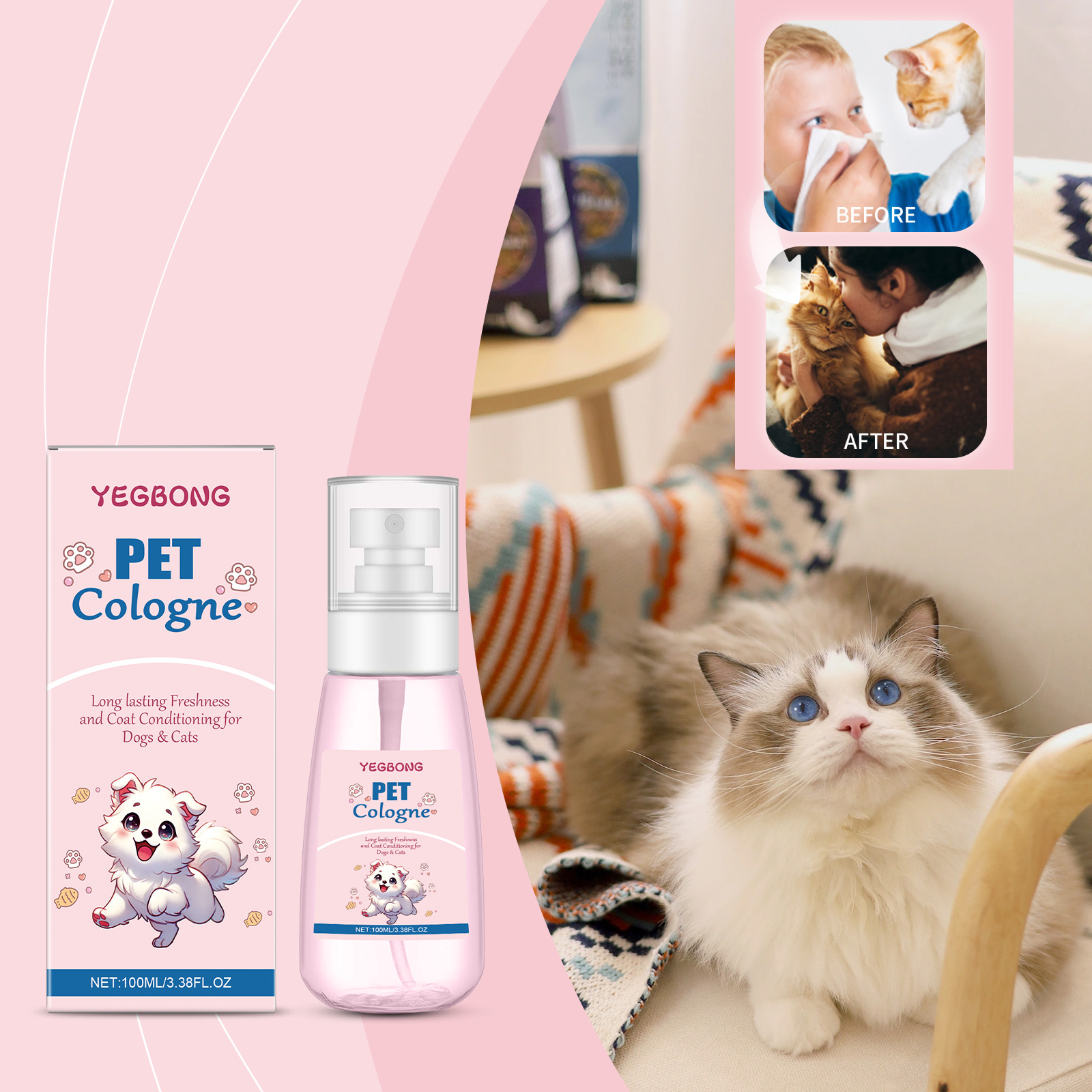 Pet Cologne Spray - Parfum pour animaux de compagnie au